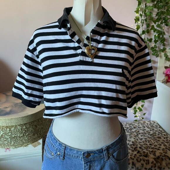 Polo Ralph Lauren Tops - 90s Cropped Striped Polo Ralph Lauren Top / Polo Shirt